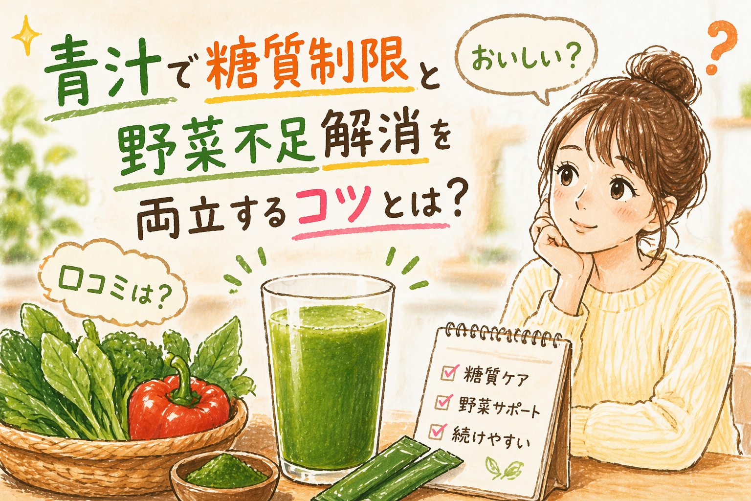 青汁で糖質制限と野菜不足解消を両立したい方へ、おいしい口コミと選び方を紹介